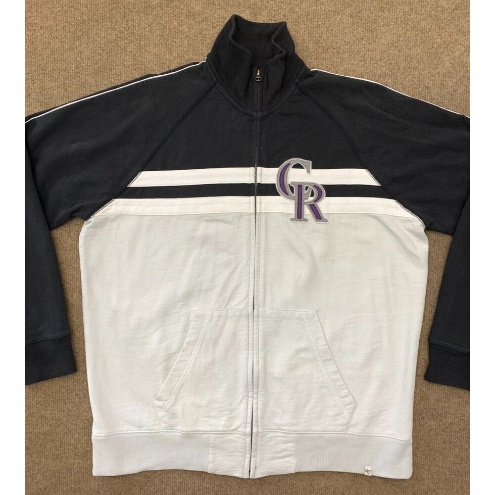 Vintage Colorado Rockies 47 Brand Jacket Mens XL Embroidered Cotton Windbreaker